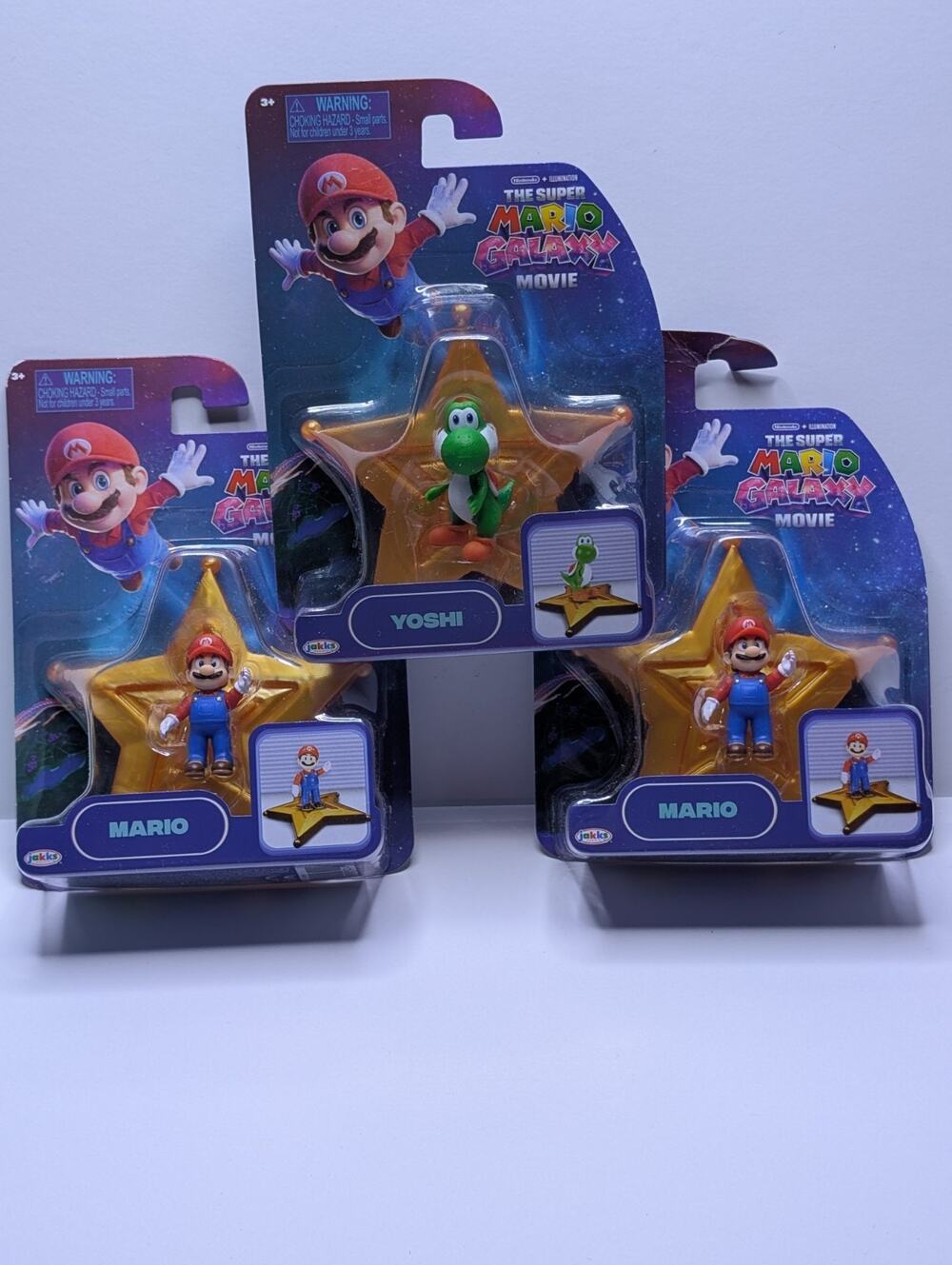 Lot 3 Super Mario Galaxy Movie Figures Mario x2 Yoshi Jakks New